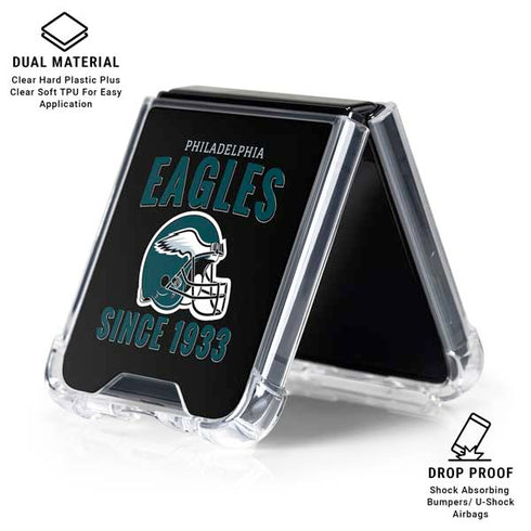 NFL Philadelphia Eagles Helmet Galaxy Z Flip6 Clear Case